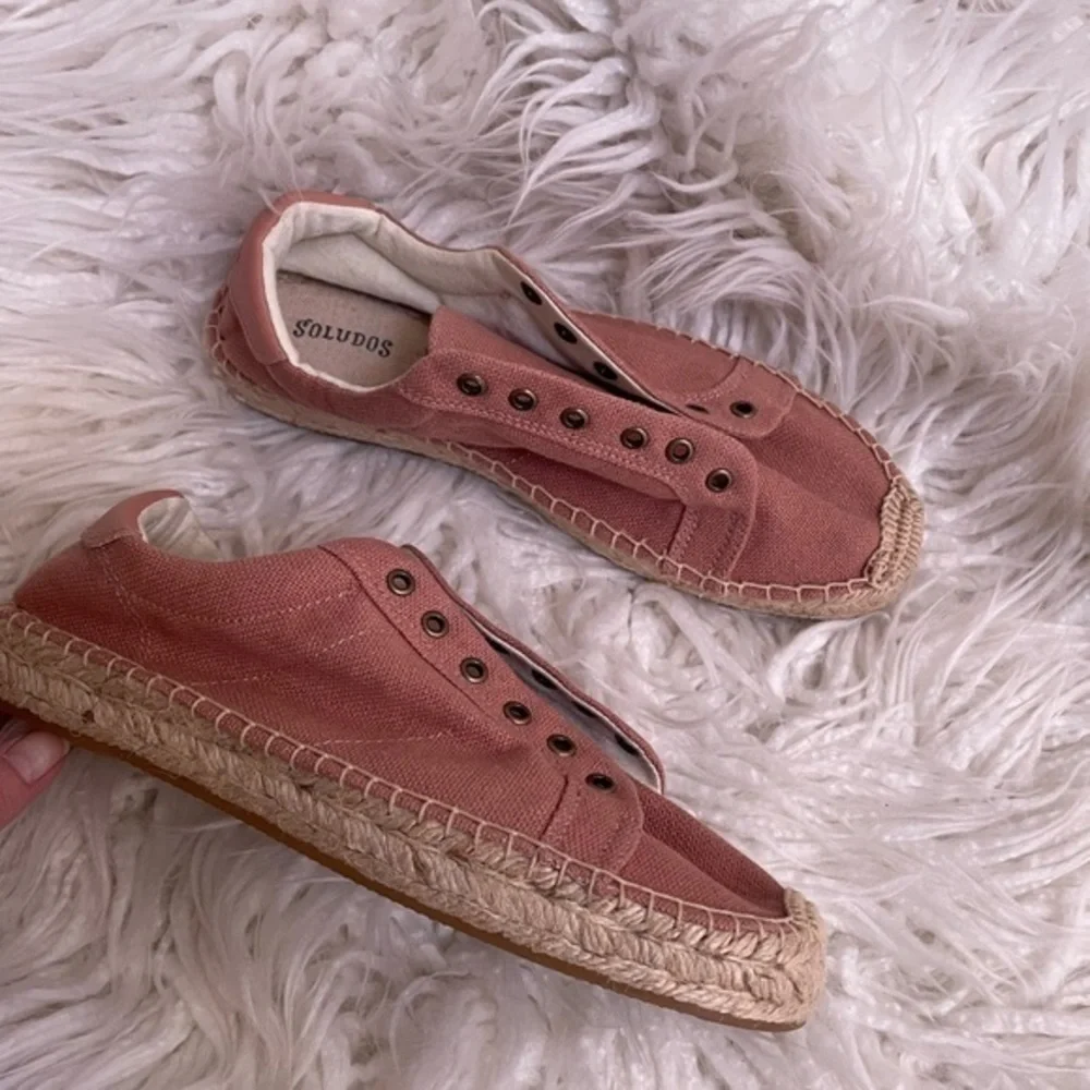 Soludos Izzy dusty pink canvas espadrille flats ladies 8.5‎ NO LACES